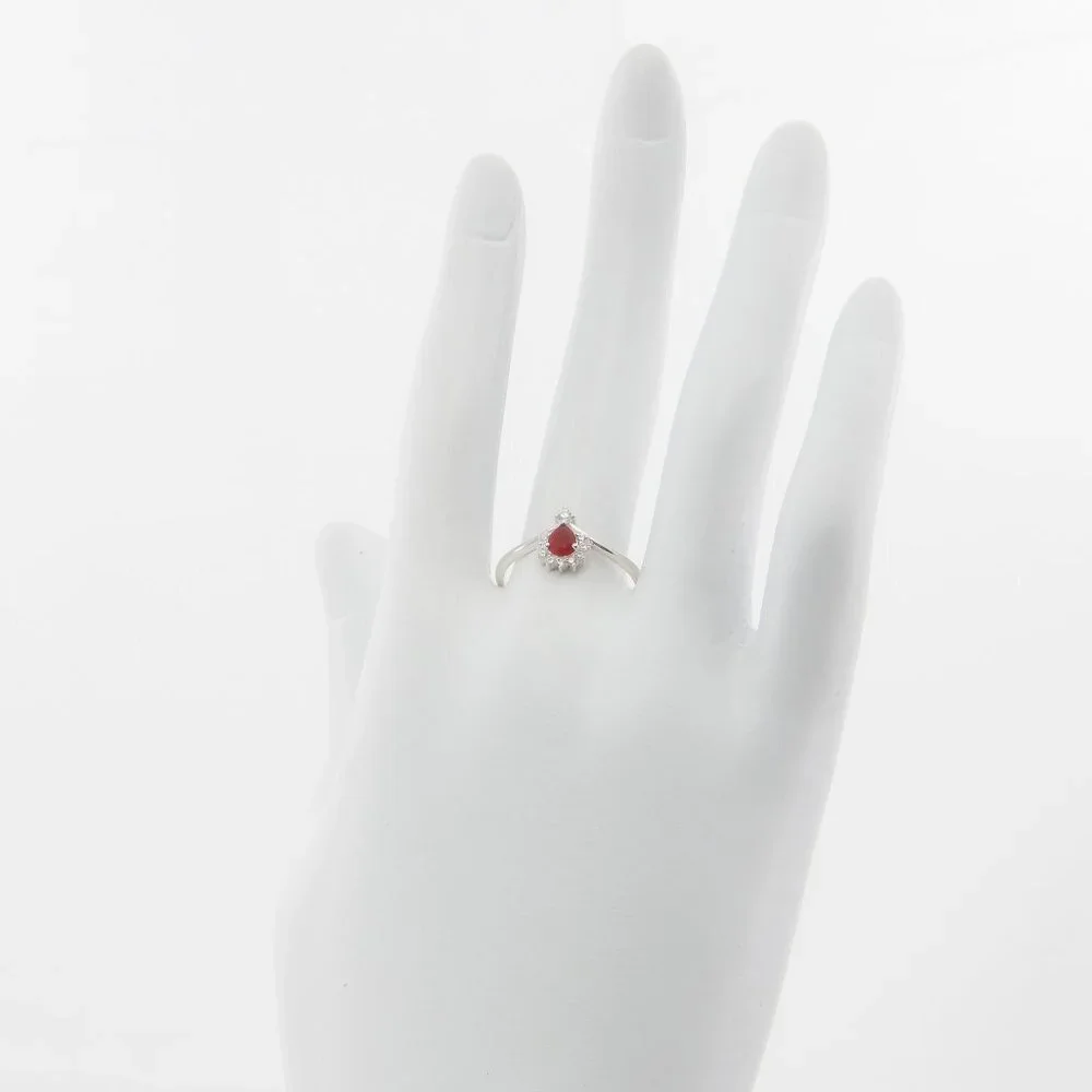 Genuine Mexican Fire Opal Pear Cut Ring in 925 Silver